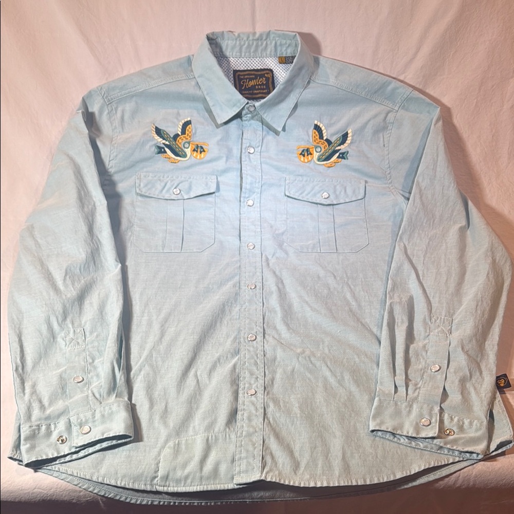 Howler Bros Pelican snap Light Blue western Men's Shirt